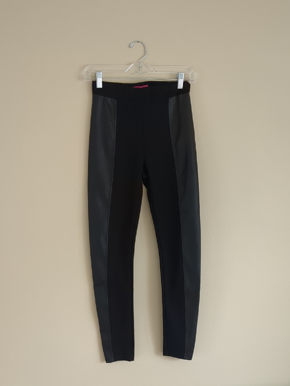 Small Ci Sono Black Pull-On Leggings Faux Leather Panels